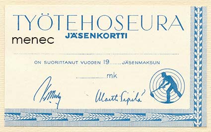 Työtehoseura, jäsenkortti, sininen 
