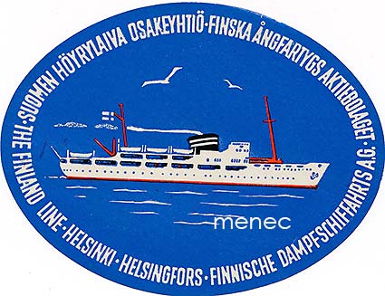 Suomen Höyrylaiva Oy, matkalaukkumerkki, laiva 
