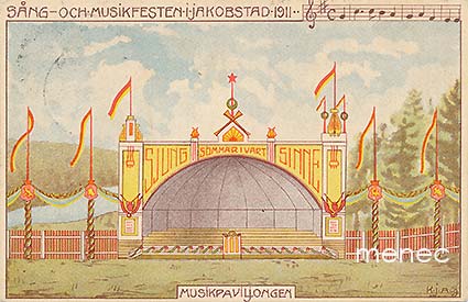 Pietarsaari, musiikkipaviljonki, laulu- ja soittojuhlat 1911, taidekortti 