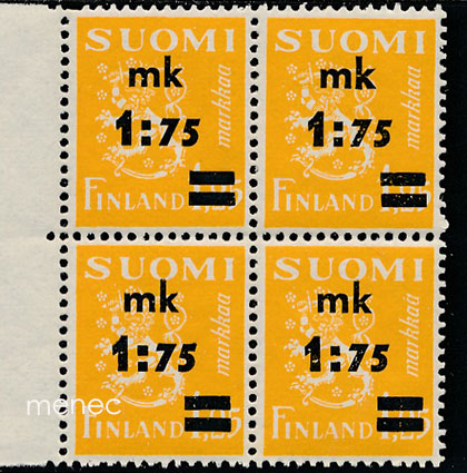 Yleismerkki M30 1940, 1,75/1,25, nelilö 