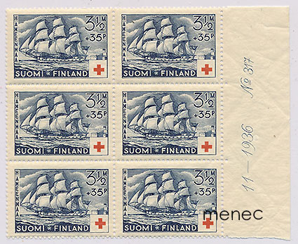 Punainen Risti 1937, 3,5+0,35, numerokuusilo 