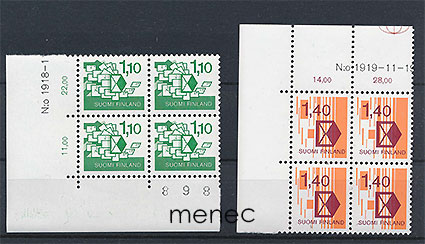 FDC, Kirjepostin uusjako, yleismerkit 1984, nelilöt, 4 kpl 