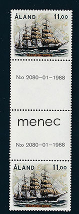 Ahvenanmaa, Kaljaasi Albanus 1988, 11 mk, pari välilöllä 