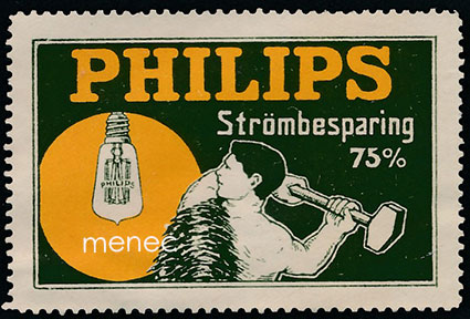 Mainosmerkki, Philips strömbesparing 75 % 