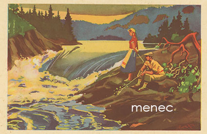 Jaatinen, Eeli - Kosken rannalla, painatus ihmiset oikealla 