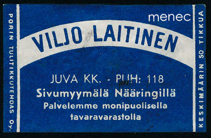 Kauppiasetiketti, Viljo Laitinen, Juva 