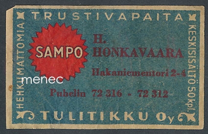 Kauppiasetiketti, H. Honkavaara, Helsinki 