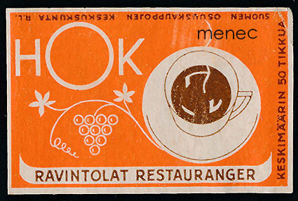 Tulitikkuetiketti, HOK ravintolat 