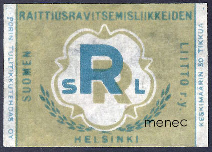 Tulitikkuetiketti, Suomen Raittiusravitsemusliikkeiden Liitto, Helsinki 