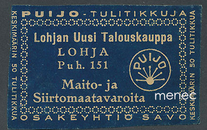 Kauppiasetiketti, Alma Sinisalo, Lauttakylä, Huittinen 