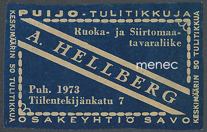 Kauppiasetiketti, A. Hellberg, Turku 