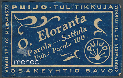Kauppiasetiketti, O. Eloranta, Parola - Sattula, Hattula 