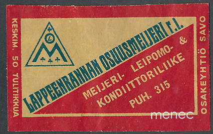 Tulitikkuetiketti, Lappeenrannan Osuusmeijeri 