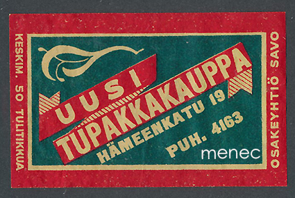 Kauppiasetiketti, Uusi Tupakkakauppa, Tampere 