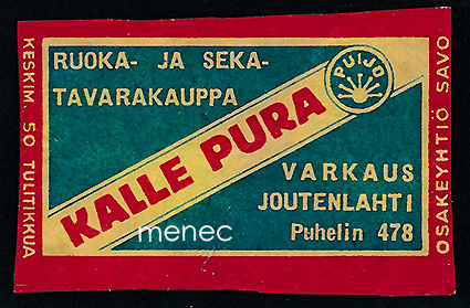 Kauppiasetiketti, Kalle Pura, Varkaus, Joutenlahti 