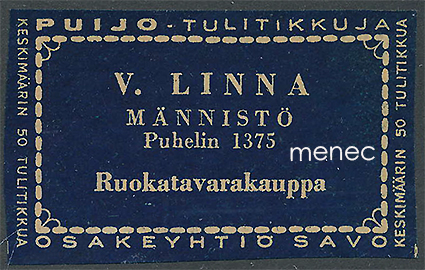 Kauppiasetiketti, V. Linna, Männistö, Kuopio 