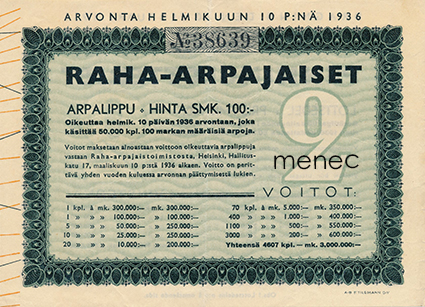 Raha-arpa 1936/2 