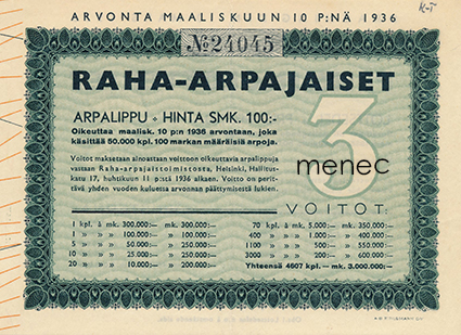 Raha-arpa 1936/3 