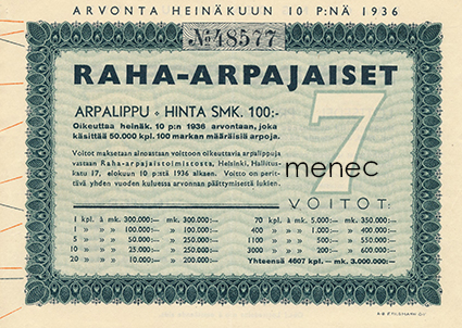 Raha-arpa 1936/7 
