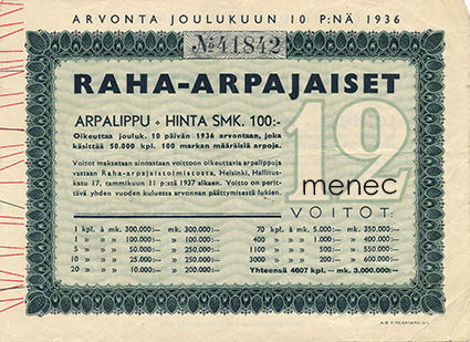 Raha-arpa 1936/12 