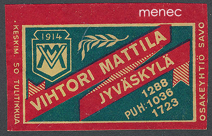 Kauppiasetiketti, Vihtori Mattila, Jyväskylä 