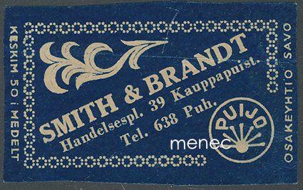Kauppiasetiketti, Smith & Brandt, Vaasa 