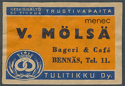 Kauppiasetiketti, V. Mölsä, Pännäinen, Pedersöre 