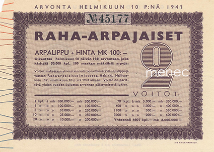 Raha-arpa 1941/2 