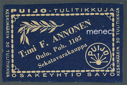 Kauppiasetiketti, T:mi F. Annonen, Oulu 