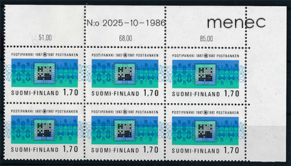 Postipankki 100 vuotta 1987, 1,70, numerokuusilo 