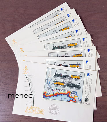 FDC, Finlandia 88, pienoisarkki BL3. 8 kpl, ensipäivänleimoin jokaiselta radan paikkakunnalta 