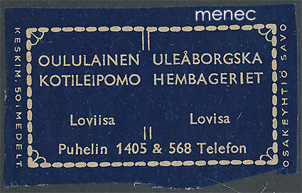 Kauppiasetiketti, Oululainen kotileipomo, Loviisa 