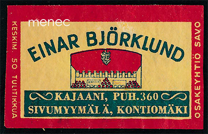 Kauppiasetiketti, Einar Björklund, Kajaani 