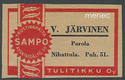 Kauppiasetiketti, V. Järvinen, Parola, Nihattula 
