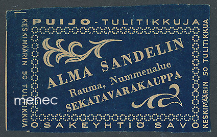 Kauppiasetiketti, Alma Sandelin, Rauma, Nummenalue 