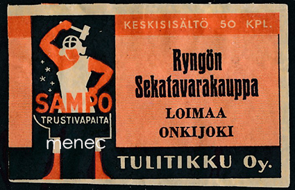 Seppä-etiketti, Ryngön Sekatavarakauppa, Loimaa, Onkijoki 