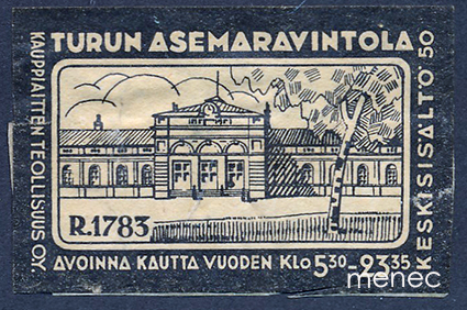 Tulitikkuetiketti, Turun Asemaravintola, musta 