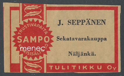 Kauppiasetiketti, J. Seppänen, Näljänkä, Suomussalmi 