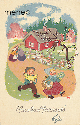 Sjöstedt, Helga - Lapset tiellä pääsiäisenä 