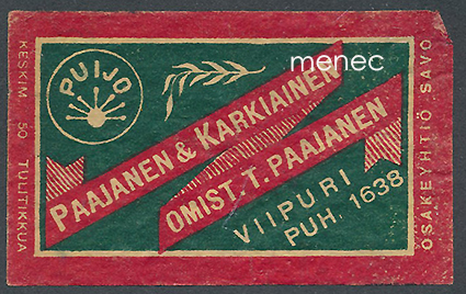 Kauppiasetiketti, Paajanen & Karkiainen, Viipuri 