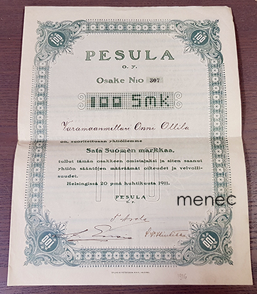 Pesula Oy, osakekirja 