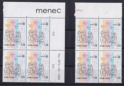 Europa 1985, 1,50, nelilö ja nro-nelilö 