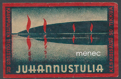 Tulitikkuetiketti, Juhannustulia, kokonaan kehystetty malli 
