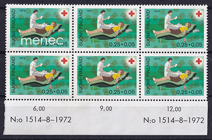 Punainen Risti 1972, 0,25+0,05, numerokuusilo 