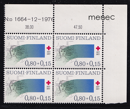Punainen Risti 1977, 0,80+0,15, nro-nelilö 