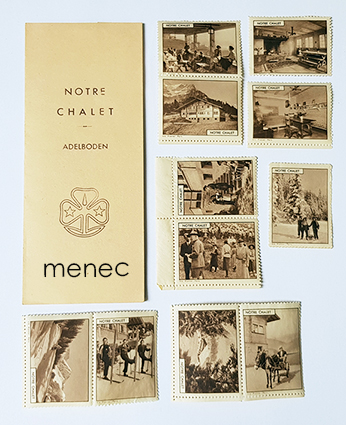 Notre Chalet / Adelboden -kirjeensulkijoita, 11 kpl ja kansio 