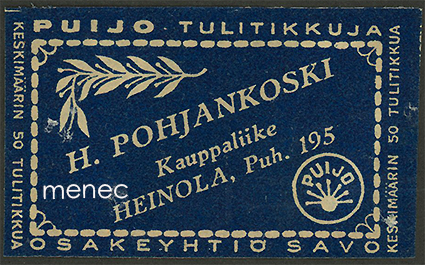 Kauppiasetiketti, H. Pohjankoski, Heinola 