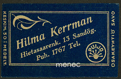 Kauppiasetiketti, Hilma Kerrman, Vaasa 