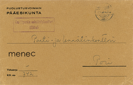 Puolustusvoimain Pääesikunta, virkakirje 