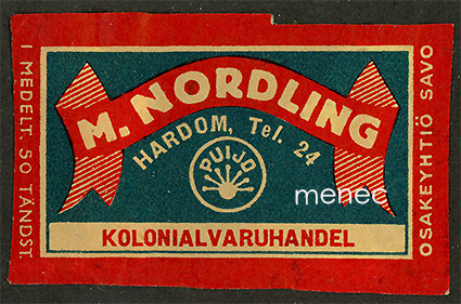 Kauppiasetiketti, M. Nordling, Hardom, Loviisa 
